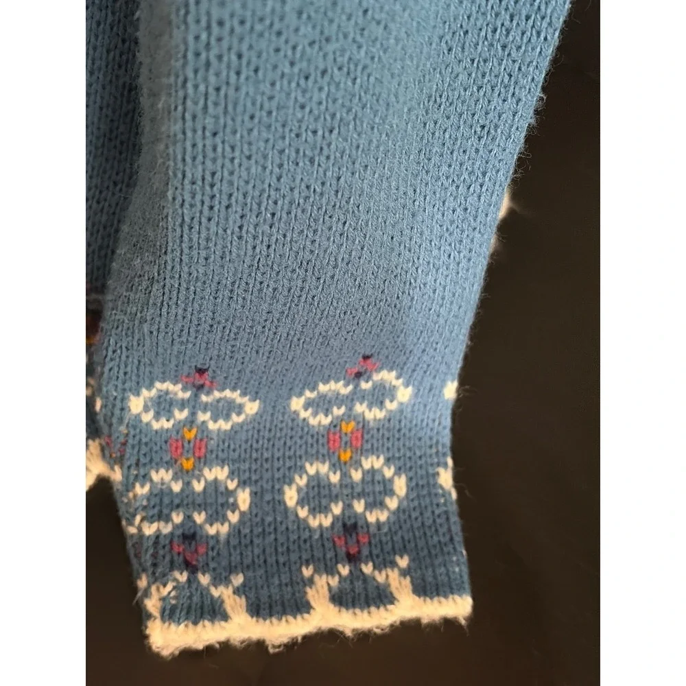 VTG Jersild Light Blue Nordic Fair Isle Cardigan Sweater Made in USA Ornate - Picture 3 of 8